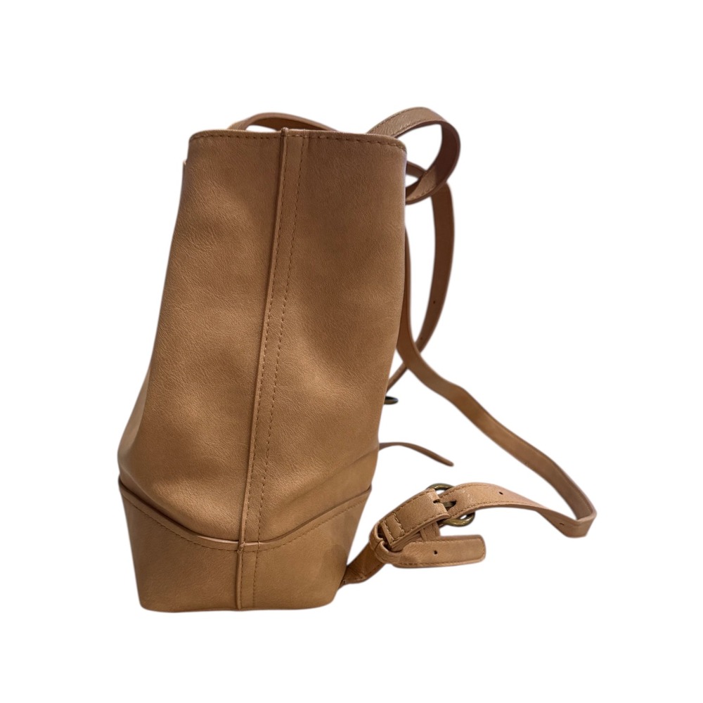 Universal Thread Tan Faux Leather Bucket Bag Convertible Shoulder Crossbody - Picture 3 of 9
